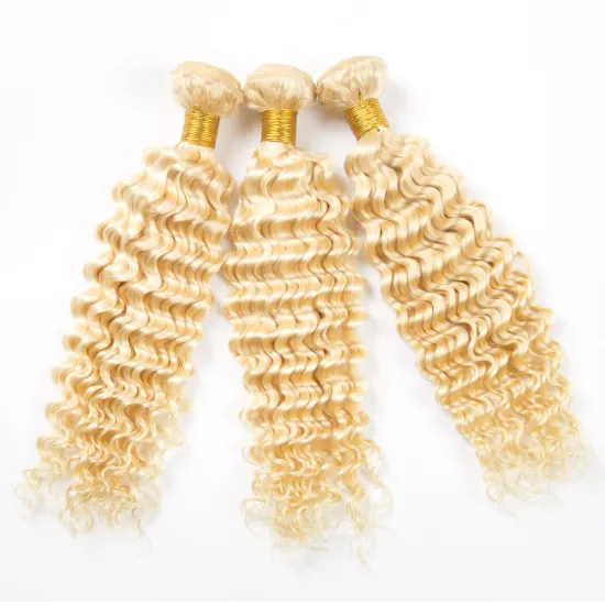 Wholesale double drawn unprocessed russian platinum virgin cuticle aligned honey blonde raw human hair 613 bundles