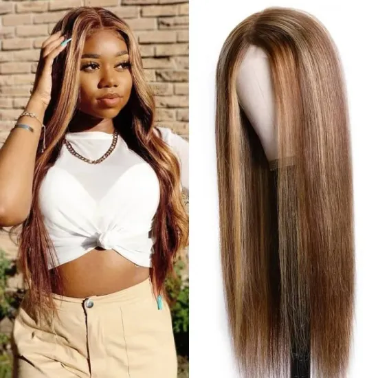 wholesale hot sell p4/27 woman hair virgin brazilian piano color human hair wigs
