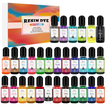 Transparent Pigment Liquid Dye Set for Epoxy Resin Art - 30 Colors, 10 ml Each