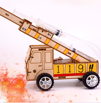 DIY STEM Educational Toy: Hydraulic Wooden Ladder Fire Truck - A Fun and Interactive Learning Experience for Kids