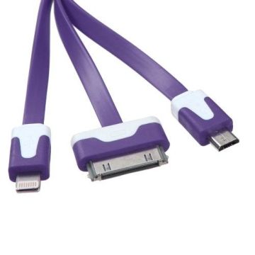 Purple 3-in-1 Micro Usb Charging Data Cable For Samsung Galaxy S2 S3 Note 3