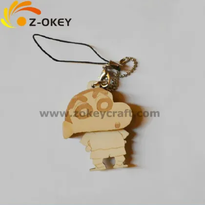 environmental Wooden laser carving key chain with Crayon Shin-chan shape