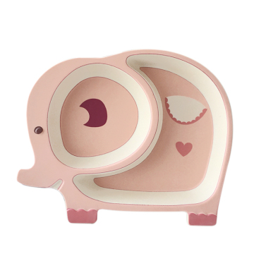 Animal Elephant Shaped Bamboo Fiber Fibre Baby Children Kids Dinner Plato Plate Dishes
