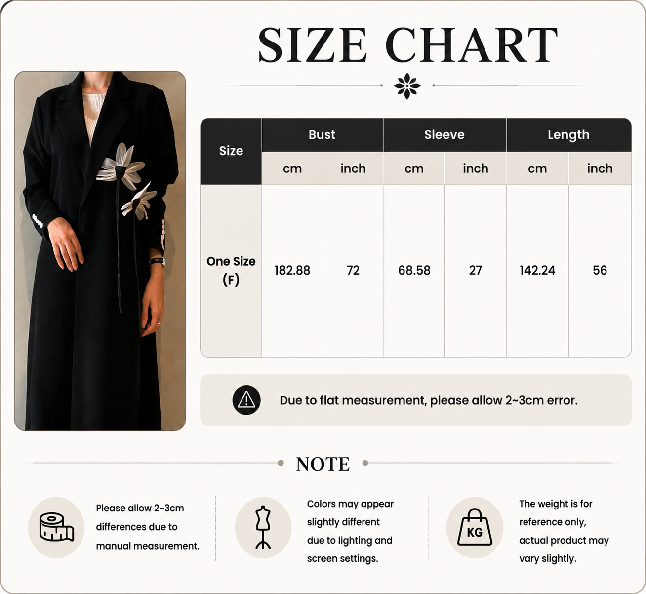 Black Crepe Open Abaya with 3D Floral Embroidery