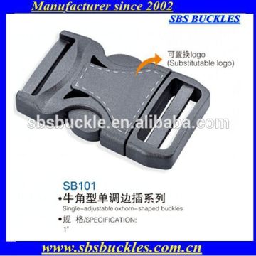 China SBS black oxhorn-shaped buckles with subsitutable logo SB101