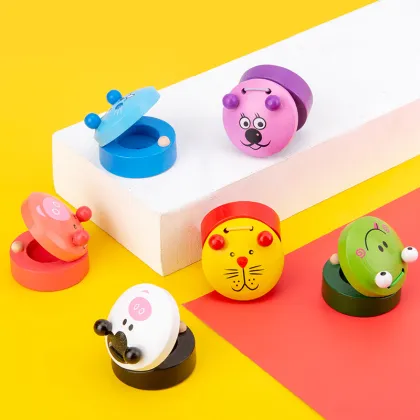 Wooden Castanets - Early Education Cartoon Animal Pattern Orff Children's Musical Instrument Toy for Kids