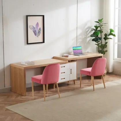 Simple Wooden Office Table With Drawer Study Room Desktop Computer Desk