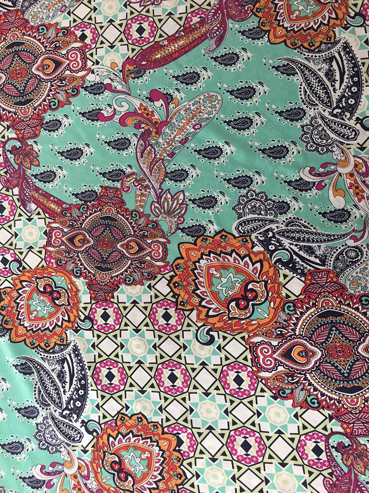 Paisley Design رايون بوبلين مكوك 45S طباعة النسيج