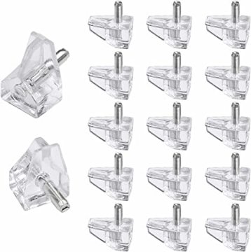 BOKE Plastic Clear Locking Shelf Pins for Cabinet Support