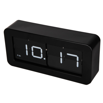 Metal Round Side Box Flip Table Clock