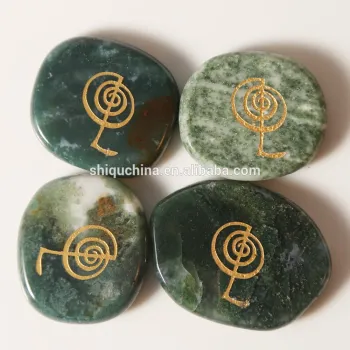 green jade pocket stone with custom logo for gift