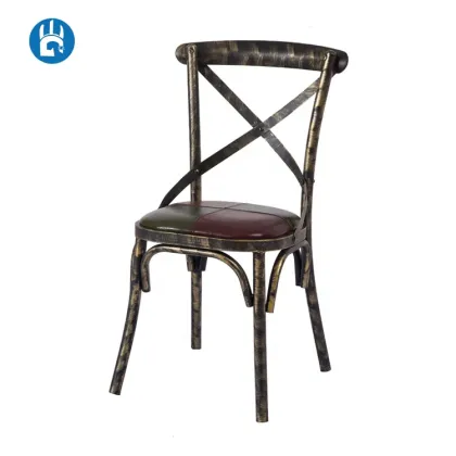 Vintage Thonet Black Metal Stacking Dining Cafe Chair