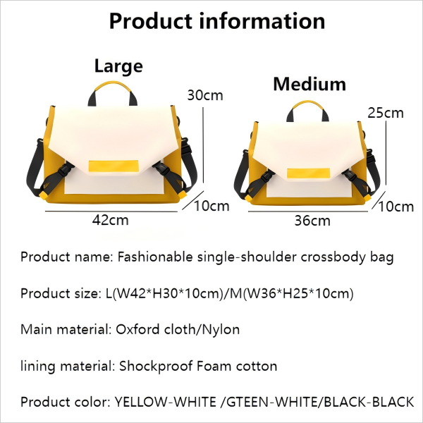 Fashionable waterproof crossbody shoulder bag