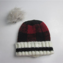 Gorro destacável Pompom Plaid Cuff