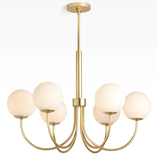 Post-Modern 6-Arms Brass Chandelier LED Bar for Modern Living Room