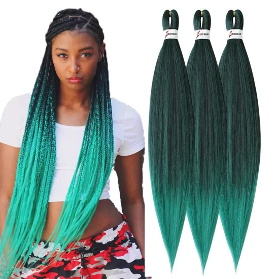 Wholesale Prestretched Braiding Hair Extensions 26inch Ombre Yaki Synthetic Fiber Hot Water Setting Itch Free Easy Braid