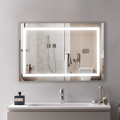 Cermin cermin anti-kabus yang dipasang di dinding dengan lampu