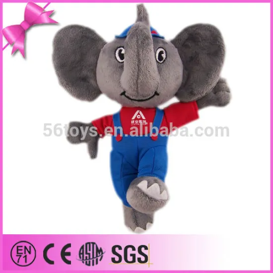 custom China soft fabric cute animal hold torch stuffed plush elephant toy