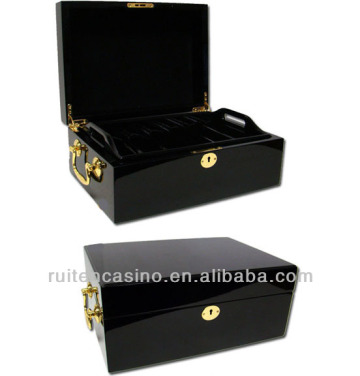 500ct black wood chip case casino chip case