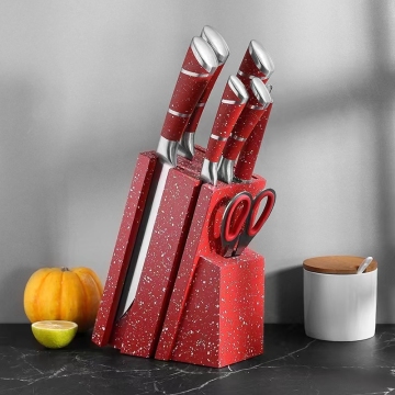 K-588 Sprinkled Double Wooden Seat 8 Piece Kitchen Knife Set
