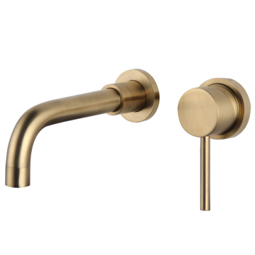 Messingwand montiert gebürstete goldene Waschbecken Wasserhahn mit einem Griff