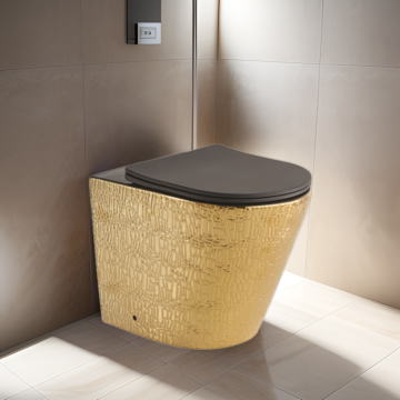 Modern European Gold Electroplate Floor-Mounted Ceramic Toilet with P-Trap Drain