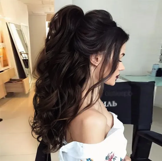 Long Wavy Black Ponytail Claw Hair 24 Inch Long Wave Ponytail hair Extension Synthetic Wrap Around Drawstring Hair with 1Clips