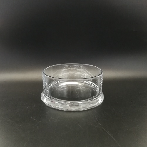 Hand pressed large size clear glass canlde container