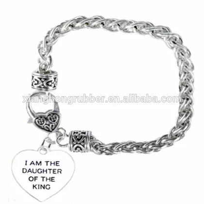 "I Am The Daughter Of The King" Petite Charm Chain Link Bracelet
