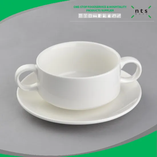 4" porcelain soup bowl and saucer set