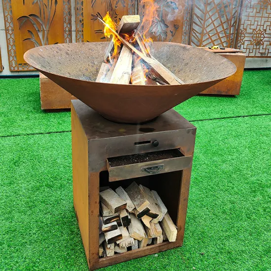 Professional High-Quality Corten Steel Round Fire Pit BBQ Grill for Outdoor Cooking, Camping, and Barbecue