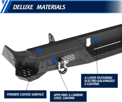 Wolfstorm Exterior Retrofit Fab Fours Black Steel Truck Rear Bumper for Tundra 2014-2024