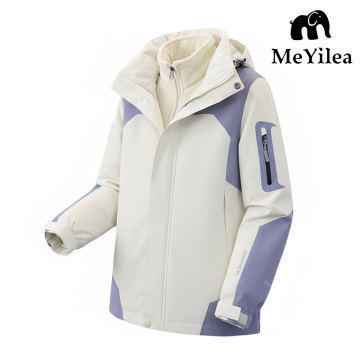 Kadın 3'ü 1 Arada Mor Vurgulu Outdoor Ceket