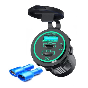 12V USB Outlet 78W Dual PD QC3.0 Charger Socket with Switch
