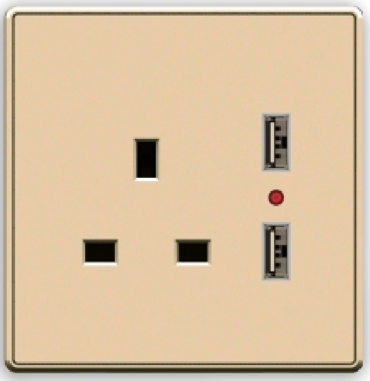 Wall square socket with double USB