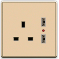 Wall square socket with double USB