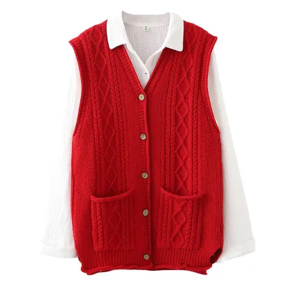 Women's Sweater Vest Button Down