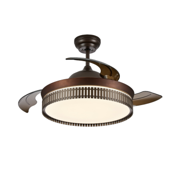 Ventilateur de plafond moderne marron avec LED et 3 pales