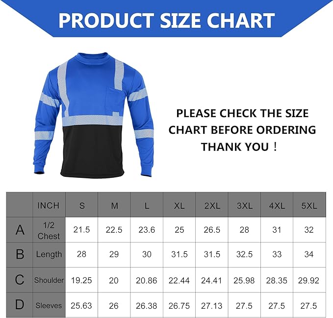 T004 Blue Shirt Size Chart Jpg