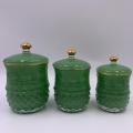 2020 Wholesale green glass jar set of 3
