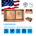 Fradal tal-istainless steel doppju skutelli rosegold kċina sink