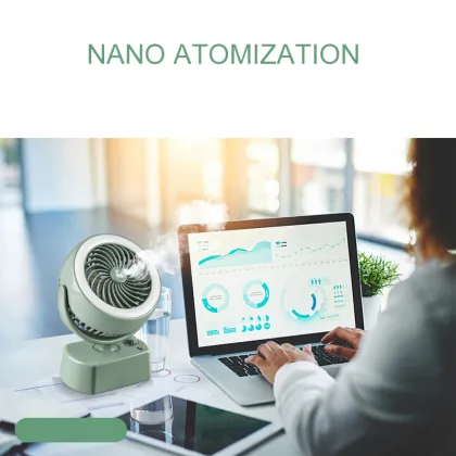 Car Electric Fan with Misting Humidification and Automatic Oscillating Head, Mute Operation and Lights