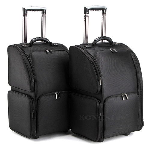 Black 1680D nylon rolling trolley professional travel cosmetic bag makeup nylon beauty case