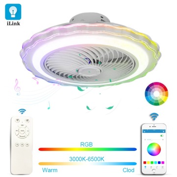 Colorful Dazzling Bluetooth Music RGB Voice-Controlled LED Ceiling Fan with Light