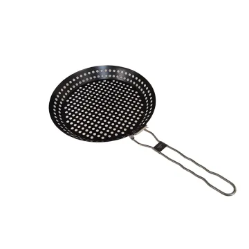 Non-Stick Round Grilling Wok with Folding Handle