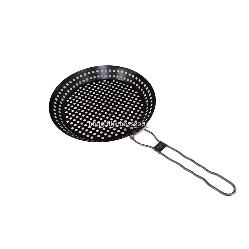 Non-Stick Round Grilling Wok with Folding Handle