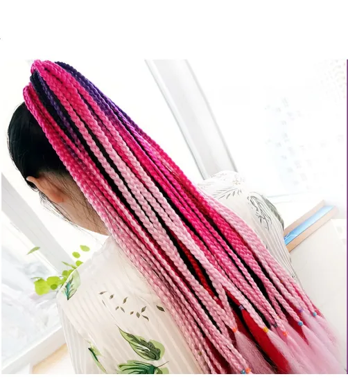 Wholesale 22''Girls Elastic Hair Rope Rubber Bands Hair Accessories Wig Ponytail Hair Ring Kids Twist Braid Rope Headband