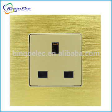 Metal aluminium panel golden color uk 13a electrical socket 220v