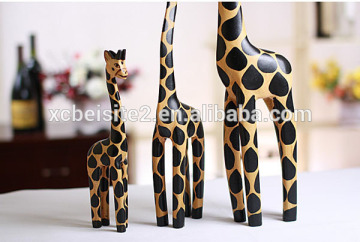 N540 Cute 3 in 1Hand Painted Giraffe Gifts Logs Animal Craft Decoration