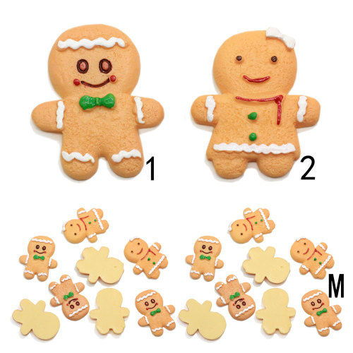 Heetste 100 stks Kunstmatige Gingerbread Man Hars Ambachtelijke Cartoon Koekjes Sleutelhanger Ornament Xmas Versiering